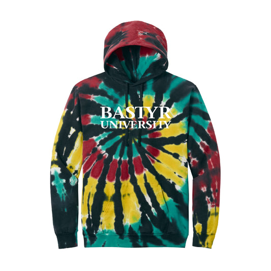 Bastyr Adult Hoodie - Earth Spiral Tie-Dye w/ White
