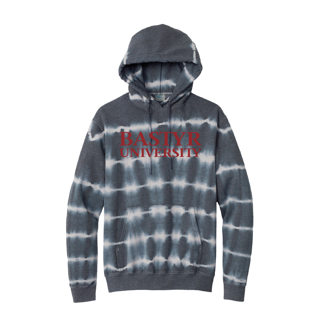 Bastyr Adult Hoodie - Grey Tie-Dye w/ Cranberry