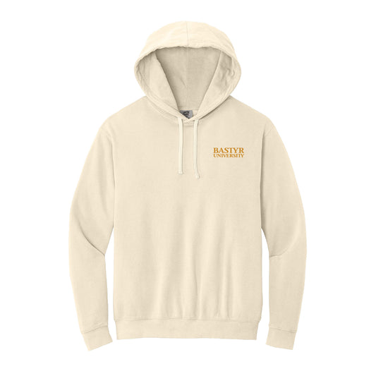 Bastyr Hoodie 100% Cotton Lightweight Sweatshirt - Ecru w/ Turmeric