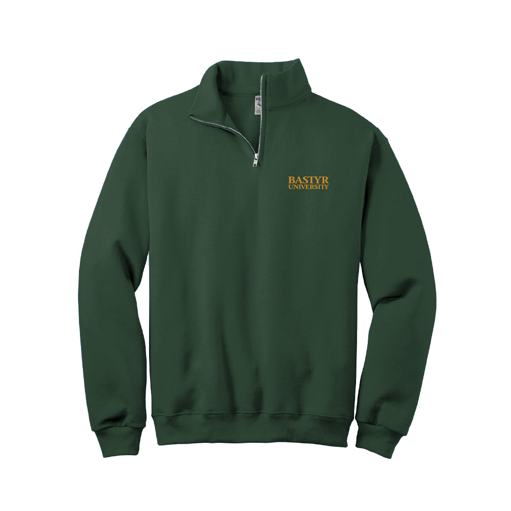 Bastyr Quarter Zip Sweatshirt - Green w/ Turmeric Embroidery