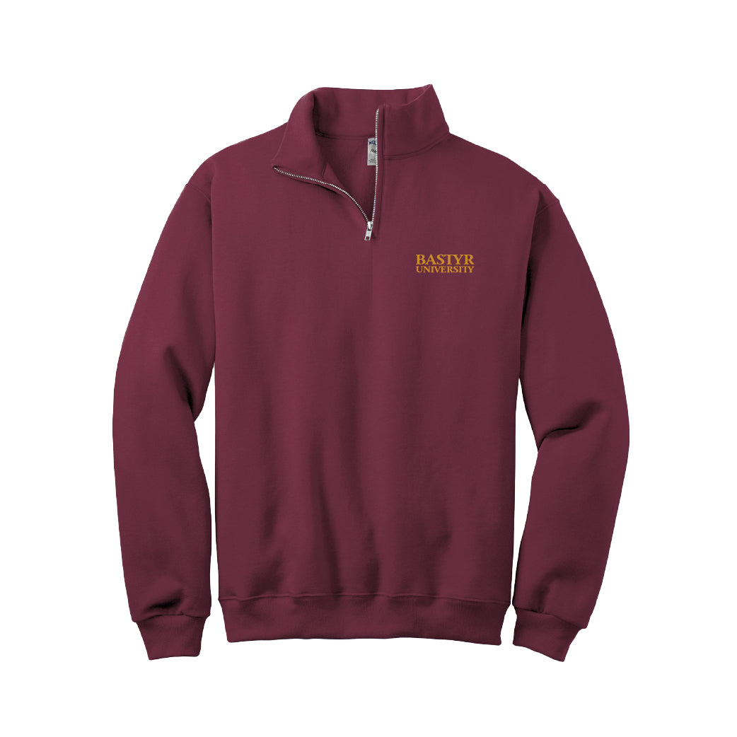 Bastyr Quarter Zip Sweatshirt - Maroon w/ Turmeric Embroidery