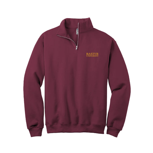 Bastyr Quarter Zip Sweatshirt - Maroon w/ Turmeric Embroidery