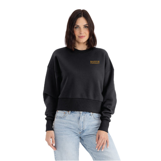 Bastyr Embroidered Crewneck Sweatshirt Womens - Black w/ Turmeric