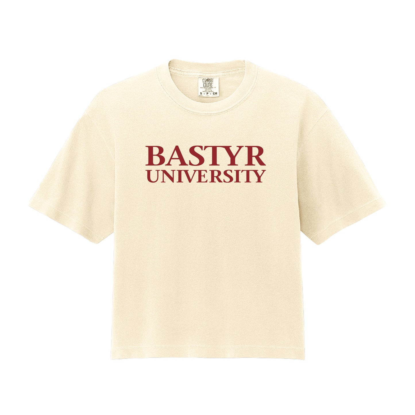Bastyr Heavyweight Boxy T-Shirt Womens - Ivory w/ Cranberry