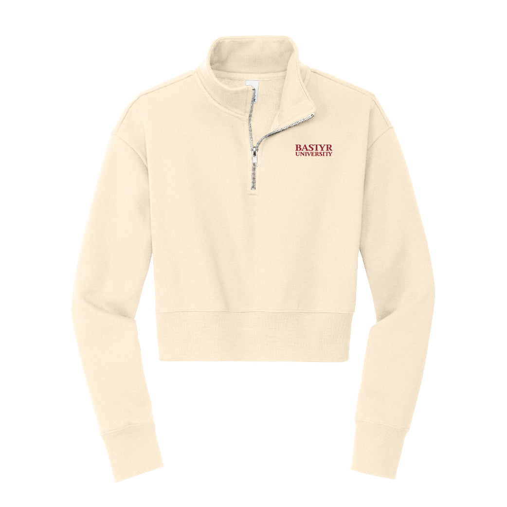 Bastyr 1/4 Zip Fleece Womens - Ecru w/ Cranberry