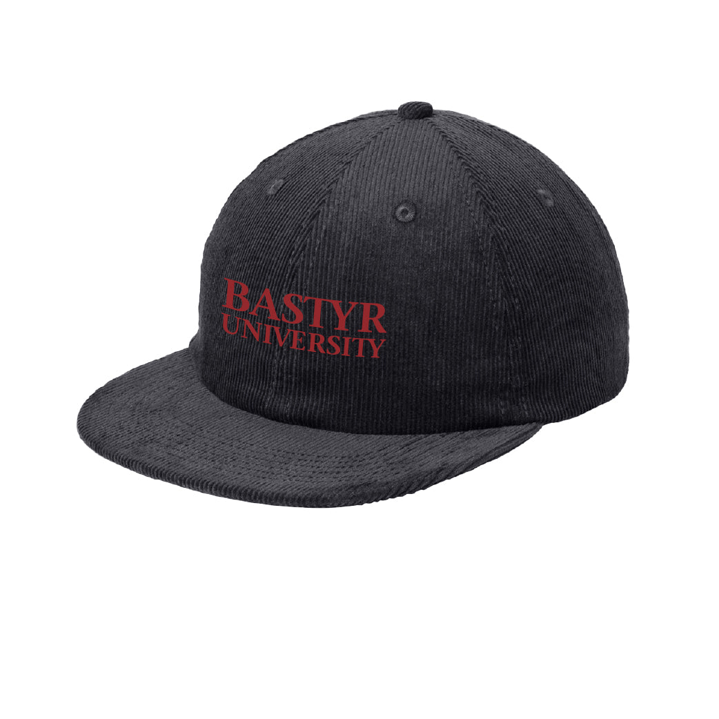 Bastyr Hat Wide Corduroy - Charcoal w/ Cranberry