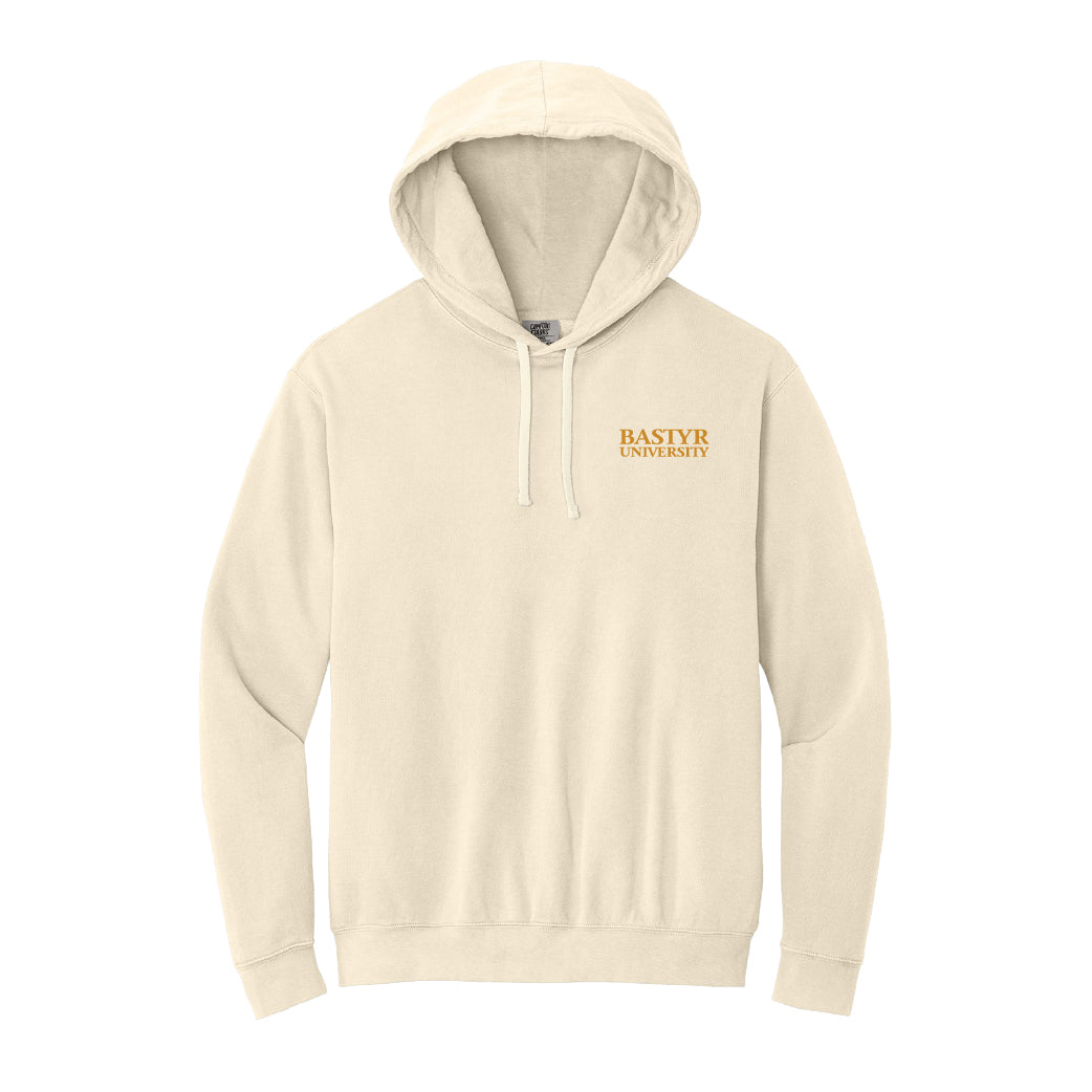 Bastyr Hoodie 100% Cotton Lightweight Sweatshirt - Ecru w/ Turmeric