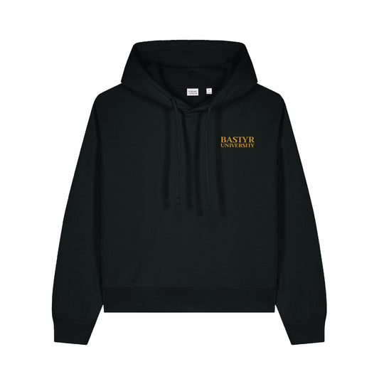 Bastyr Embroidered Hoodie Pullover Womens - Black w/ Turmeric