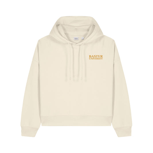 Bastyr Embroidered Hoodie Pullover Womens - Ivory w/ Turmeric