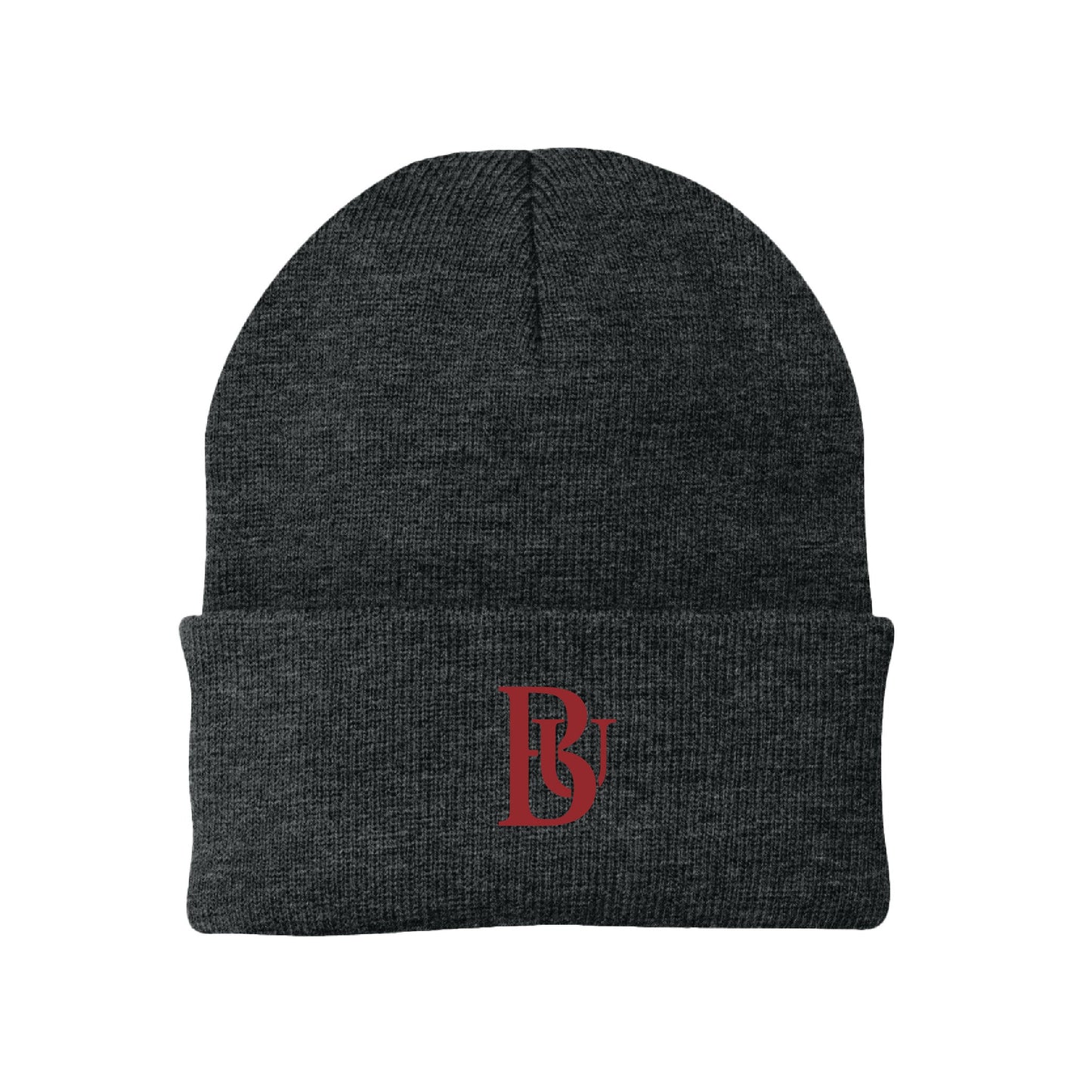 Bastyr Knit Cap Beanie  - Charcoal w/ Cranberry BU