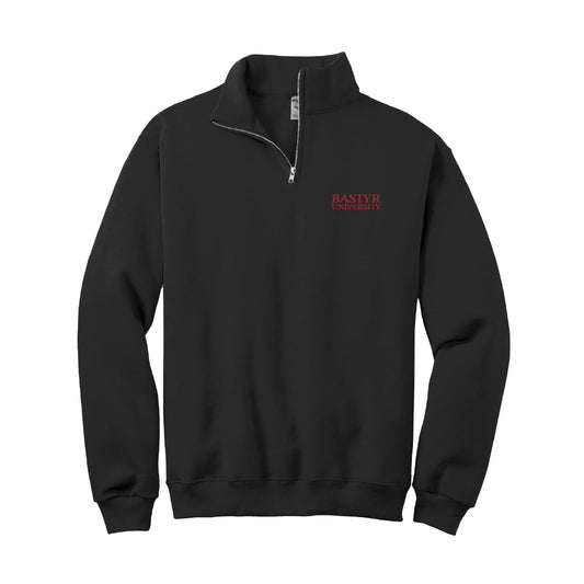 Bastyr Quarter Zip Sweatshirt - Black w/ Cranberry Embroidery