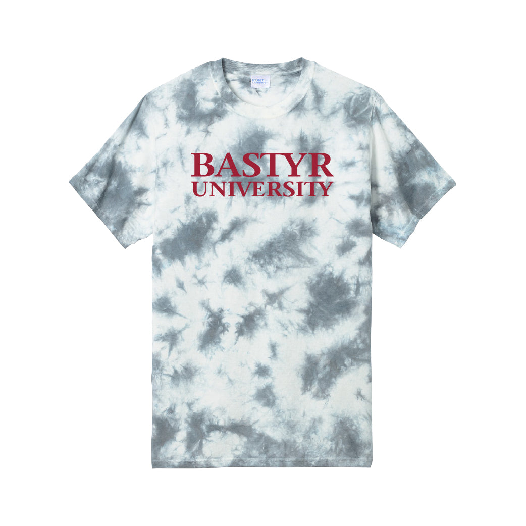 Bastyr Tie-Dye Tee Shirt - White and Grey w/ Cranberry